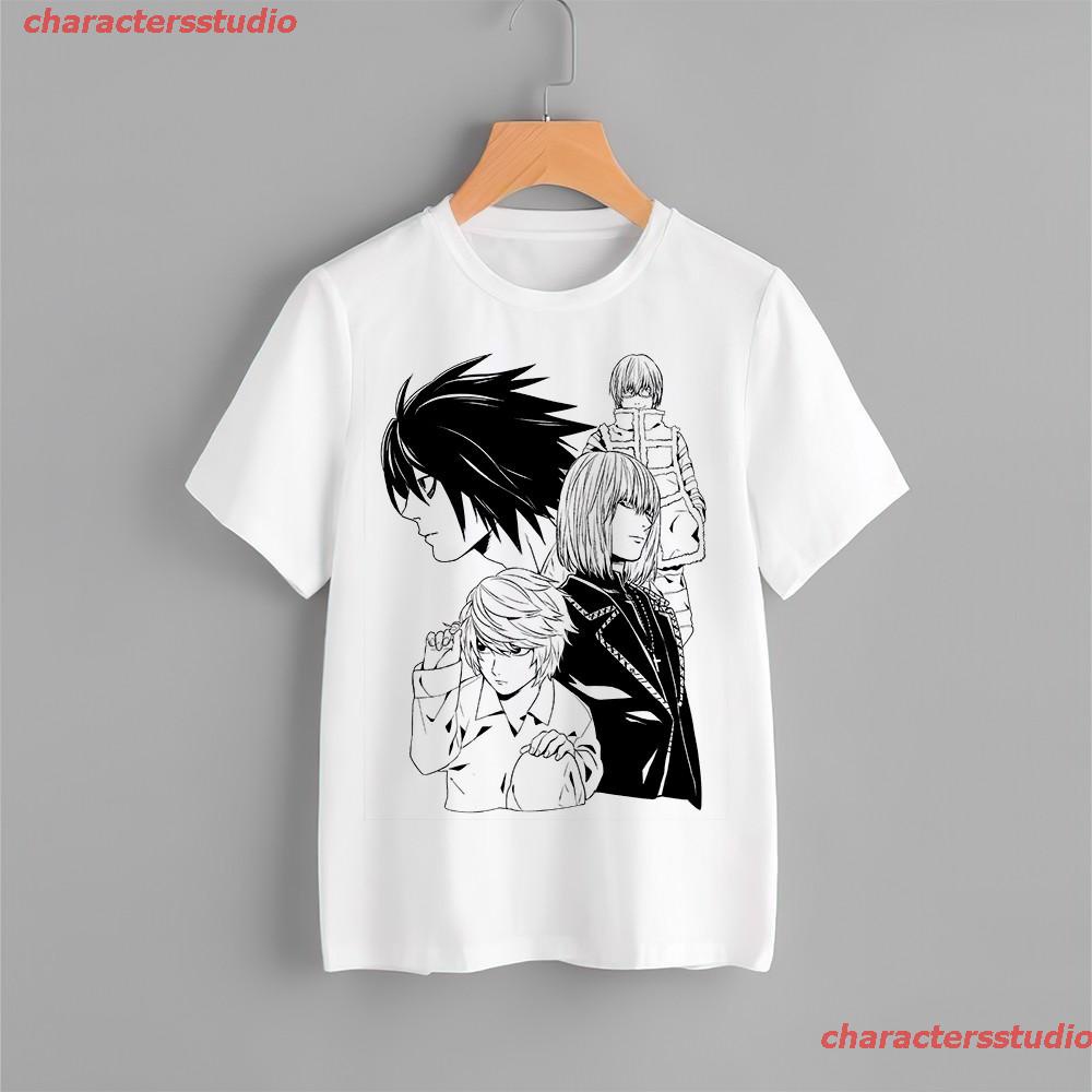 เสื้อยืด-เสื้อยืดแฟชั่น-charactersstudio-2020-death-note-เสื้อยืดลายการ์ตูนญี่ปุ่น-unisex-sale-tee