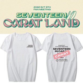 คอลูกเรือเสื้อยืดคอกลมเสื้อยืดแขนสั้นลําลอง พิมพ์ลาย Kpop SEVENTEEN In CARAT LAND แฟชั่นฤดูร้อน สําหรับผู้หญิง 67w8q77ts