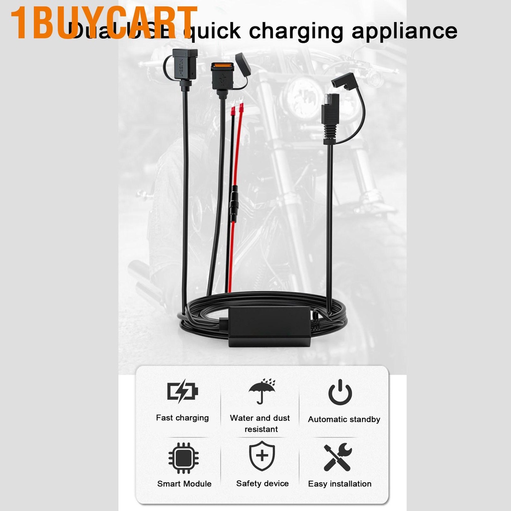 1buycart-motorcycle-usb-phone-charger-dual-port-fast-charging-with-intelligent-chip-sae-to-adapter-for-cellphone-tablet