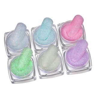 : Nail Art Icing Glitter Powder ผงกลิตเตอร์สําหรับตกแต่งเล็บ 6 ชิ้น/เซ็ต