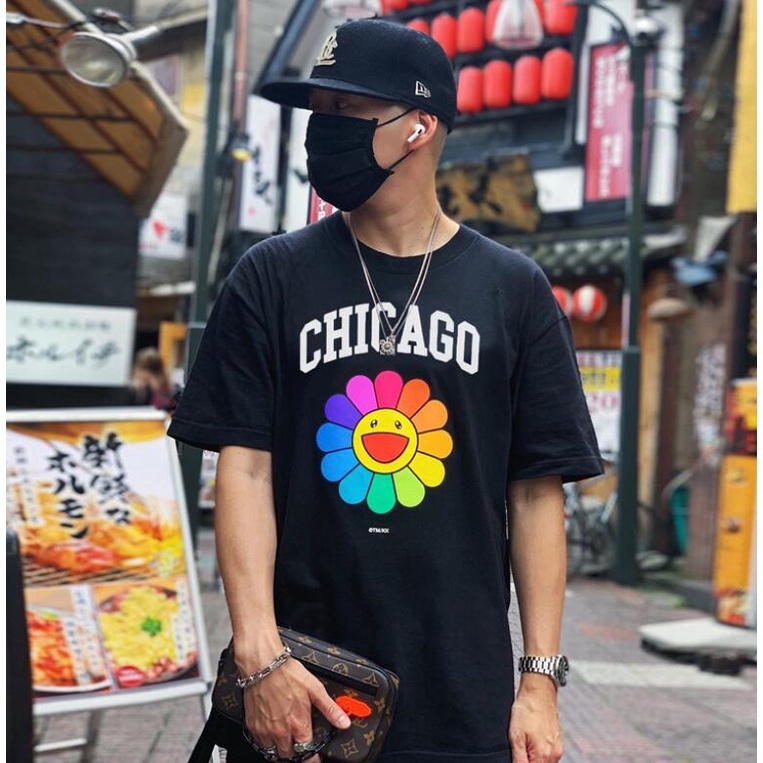 tee-spot-chicago-no-note-color-sun-flower-print-casual-short-sleeved-round-neck-t-shirt-ผ้านุ่ม