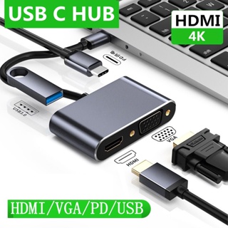 4 In1 Type C USB C to 4K HDMI VGA USB3.0 PD fast charging อะแดปเตอร์ตัวแปลงสำหรับ For Laptop