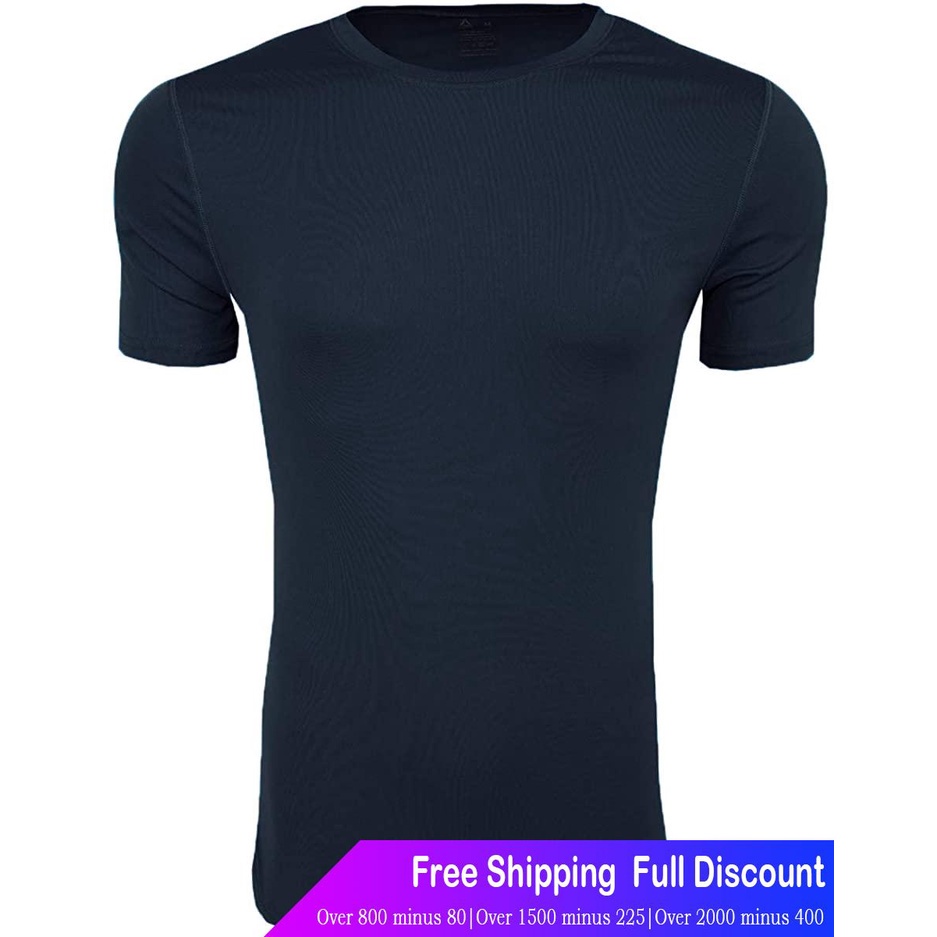 เสื้อยืดยอดนิยม-reebok-mens-performance-base-layer-t-shirt-reebok-navy-m-reebok-short-sleeve-t-shirts