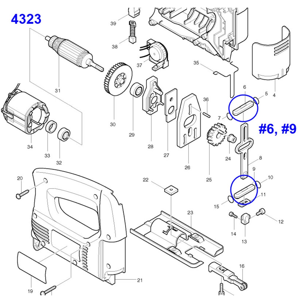 ภาพสินค้าเหล็กประคอง แกนชักบน-ล่าง Makita มากีต้า, Maktec มาคเทค 4323 , 4324 , 4327, 4329, MT431, M4301, M4301B Pn.313082-6 (แ... จากร้าน st_electric บน Shopee ภาพที่ 3