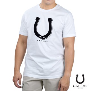 Tee เสื้อยืดสีขาว ♘❍✸GALLOP : เสื้อยืดคอกลมพิมพ์ลาย BASIC -T-SHIRT (Round-necked) GT9050 ราคา 790.-