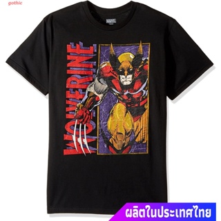 เสื้อยืดวินเทจ เสื้อยืดกีฬา Marvel Mens Wolverine Classic Character T-Shirt Short sleeve T-shirts