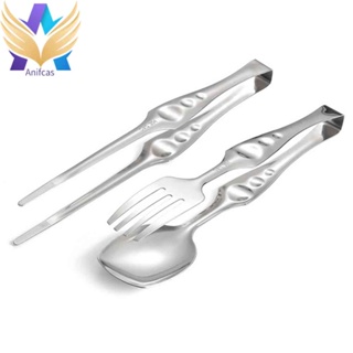 Stainless Steel Ice Food Clip Outdoor Camping Public Spoon Fork Chopsticks