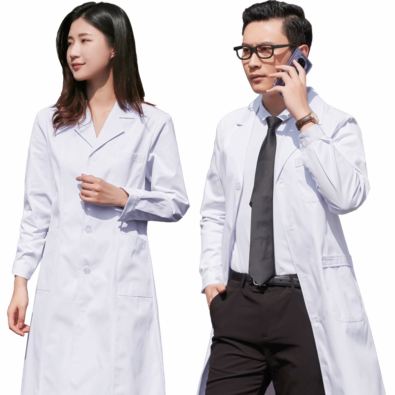 เสื้อกาวน์ยาว-เสื้อแพทย์-เสื้อกาวน์แขนสั้น-เสื้อโค้ทสีขาวยาว-สลีฟแพทย์บริการแพทย์ชายห้องปฏิบัติการนักศึกษานักศึกษา