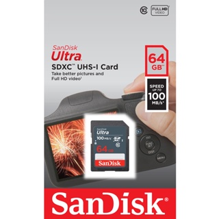 ภาพขนาดย่อของภาพหน้าปกสินค้าSanDisk Ultra SD Card 64GB Class10 SDXC Speed100MB/s (SDSDUNR-064G-GN6IN) เมมโมรี่ เอสดี ใส่ กล้องมิลเลอร์เลส ประกัน10ปี จากร้าน sjcam_officialstore บน Shopee ภาพที่ 3