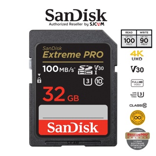 สินค้า SanDisk Extreme Pro SD Card SDHC 32GB (SDSDXXO-032G-GN4IN*1) ความเร็วอ่าน 100MB/s เขียน 90MB/s เมมโมรี่การ์ด SDCARD แซนดิส รับประกัน Synnex lifetime