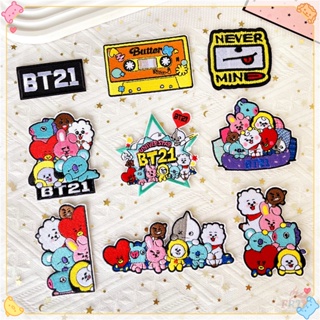 ♚ Bt21: แผ่นแพทช์เหล็ก ลายคุกกี้ Tata Mang Shooky Koya Chimmy RJ Van ♚ แผ่นแพทช์ ลายการ์ตูน KPOP DIY สําหรับติดตกแต่งเสื้อผ้า 1 ชิ้น