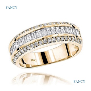 Fancyqube แหวนหมั้น แหวนแต่งงาน ทอง 14K ประดับเพชร สําหรับผู้หญิง