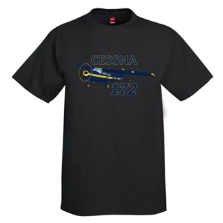 เสื้อทหาร - ผู้ชาย tshirt oversize ผ้าฝ้าย 100% พิมพ์ s ฤดูร้อน O- คอ Cessna 172 Skyhawk (สีเหลือง