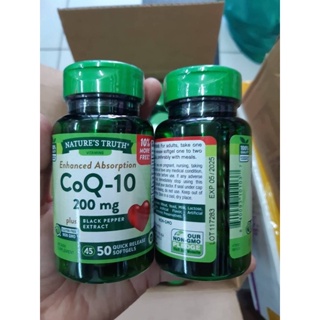 Nature’s Truth CoQ10 200 mg x 50 เม็ด เนเจอร์ ทรูทร์ โคคิว10 โคคิวเทน โคคิวเท็น / กินร่วมกับ เอแอลเอ ไบโอติน เอลเดอร์...