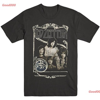 Good000 เลด เซพเพลิน วงร็อค เสื้อยืดพิมลาย Led Zeppelin Mens 1969 Band Photo T-Shirt Black เสื้อยืดผู้ชาย เสื้อเชิ้ตหญิ