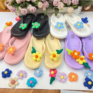 SHO-YM-DIY รองเท้าแบบคีบ หูคีบ  คละสีดอกไม้ สีพื้น รองเท้าผู้หญิง พร้อมส่ง