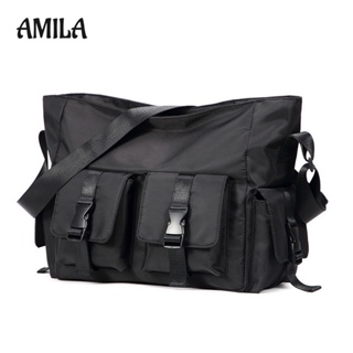AMILA คุณภาพสูงผู้ชายและผู้หญิง messenger กระเป๋าแบรนด์ญี่ปุ่นเครื่องมือไนลอนนักเรียน messenger กระเป๋า Multi-pocket multifunctional กระเป๋าเดินทางกลางแจ้ง