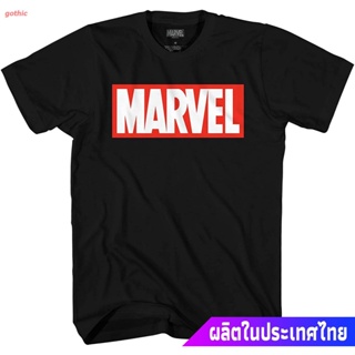 เสื้อยืดวินเทจ เสื้อยืดลำลอง Marvel Mens Comics Simple Classic Logo T-Shirt Short sleeve T-shirts