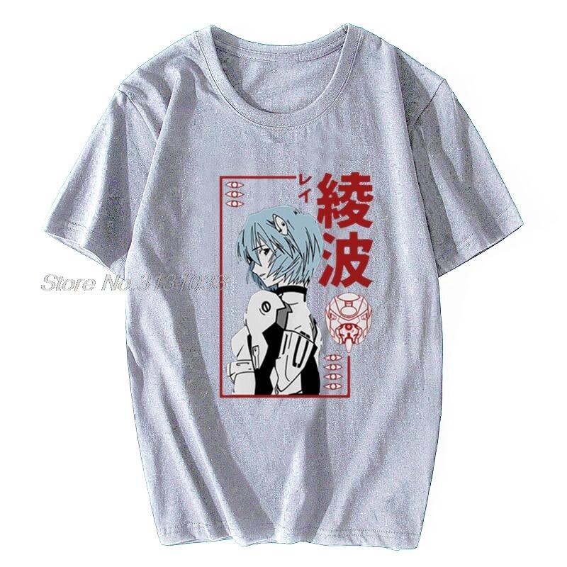 การพิมพ์เสื้อยืด-คอกลม-แขนสั้น-ผ้า-cotton100-สบายและต่อต้านริ้วรอย-สินค้าพร้อมส่ง-japan-anime-ayanami-evangelion-funny