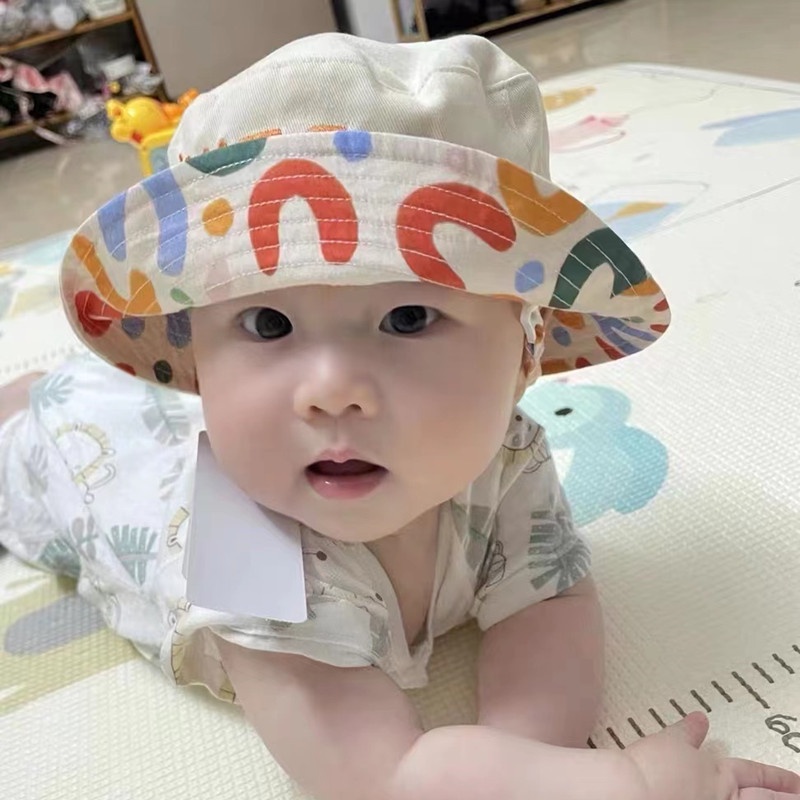 หมวกบักเก็ตกันแดด-ปักลายตัวอักษร-พร้อมเชือก-กันลม-ใส่กลางแจ้ง-สําหรับเด็กผู้ชาย-และเด็กผู้หญิง