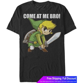 นินเทนโด ร์ตูนพิมพ์ฤดูร้อน ย์เสื้อยืด Nintendo Mens Legend Of Zelda Come At Me Bro Link Action Pose T-Shirt Nintendo T-