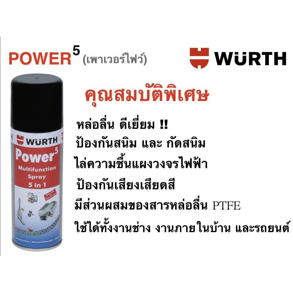 ราคาและรีวิวWURTH สเปรย์อเนกประสงค์ Power 5