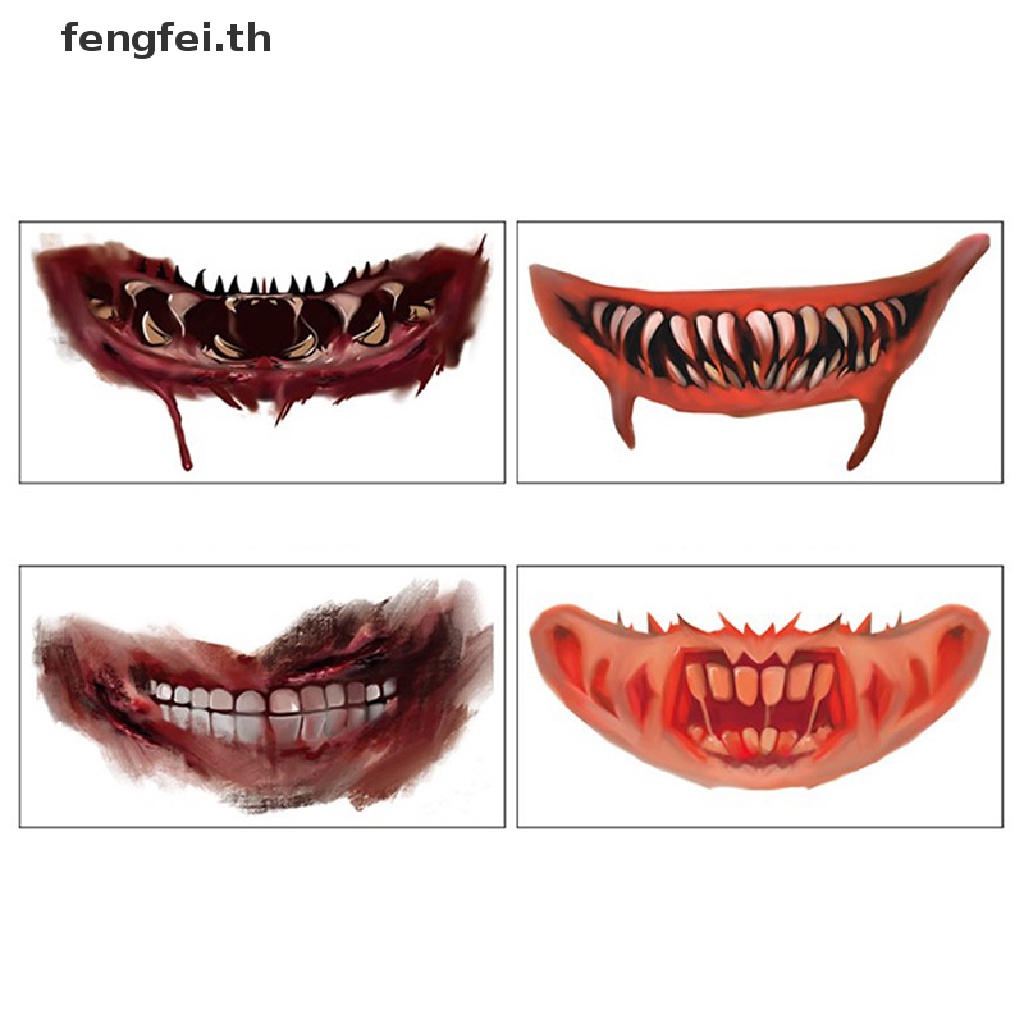 fengfei-สติกเกอร์รอยสัก-ปากใหญ่-ลายฮาโลวีน-สยองขวัญ-1-แผ่น
