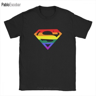 เสื้อยืดคอกลม✇❉❦Super Queer T เสื้อผู้ชายสายรุ้งเกย์เลสเบี้ยน Pride LGBTQ LGBT PLUS ขนาดเสื้อผ้าแขนสั้นเสื้อยืด O คอฝ้าย