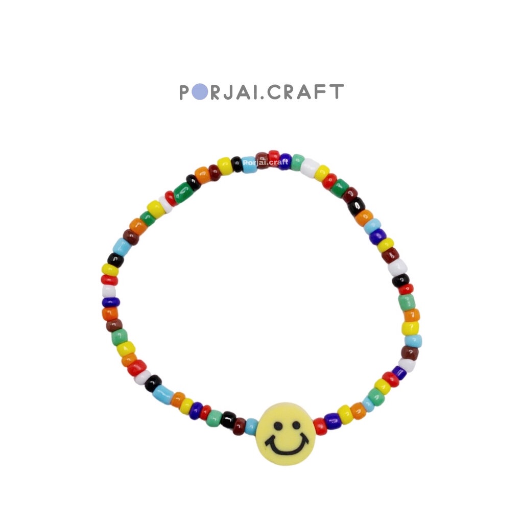 ภาพหน้าปกสินค้าลูกปัดยิ้มเหลือง Smiley Beads 10mm จากร้าน porjai.craft บน Shopee
