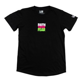 แฟชั่นยูนิเซ็กซ์♝ซีรีส์ Worship Generation Faith Over Fear I Will Not Be Shaken Black Long Tee For Men And Women