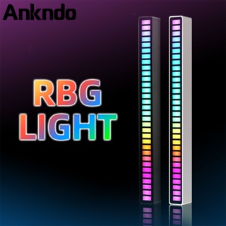 Ankndo ไฟ LED RGB ควบคุมด้วยเสียง ควบคุมด้วยแอพ จับจังหวะ เปิดใช้งานด้วยเสียง แถบไฟ LED โดยรอบสีของดนตรี ไฟบรรยากาศ