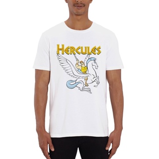 เสื้อยืดแขนสั้นลําลอง คอกลม ผ้าฝ้าย พิมพ์ลาย Disneys Hercules with Pegasus สไตล์เกาหลี สําหรับผู้ชาย