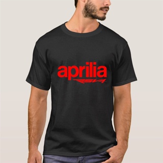 เสื้อแฟชั่นผญ sexy - Aprilia RSV4 โลโก้สีแดงเสื้อยืดสีดําคลาสสิก 2020 แขนสั้นผู้ชายฤดูร้อนใหม่ล่าสุ