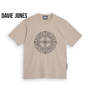 DAVIE JONES เสื้อยืดโอเวอร์ไซส์ ปักลาย สีครีม Graphic Embroider Oversized T-Shirt in cream WA0111CR