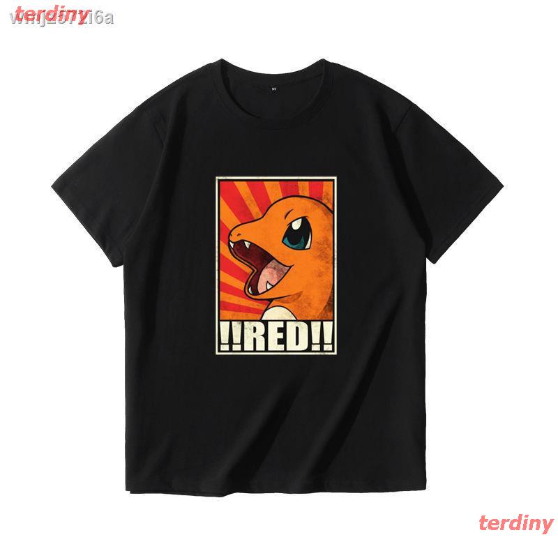 เสื้อยืดคอกลมterdiny-โปเกมอนเสื้อยืดผู้ชาย-เสื้อยืดอนิเมะpokemon-pok-mon-jenny-turtle-fire-dragon-pikachu-เสื้อยื-น่ารัก