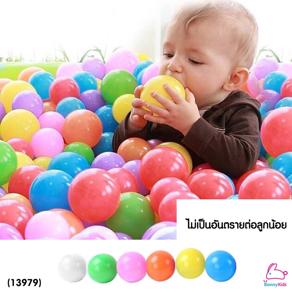 13979-ลูกบอลใส-100-ลูก-คละ-6-สี-ปลอดภัยปราศจากสารอันตราย