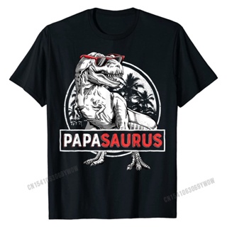 [สไตล์ฮาราจูกุ] ปาปาซอรัสเสื้อยืด T เร็กซ์ Papa Saurus ไดโนเสาร์ผู้ชายพ่อพ่อคลาสสิกท็อปส์ซูผ้าฝ .PD