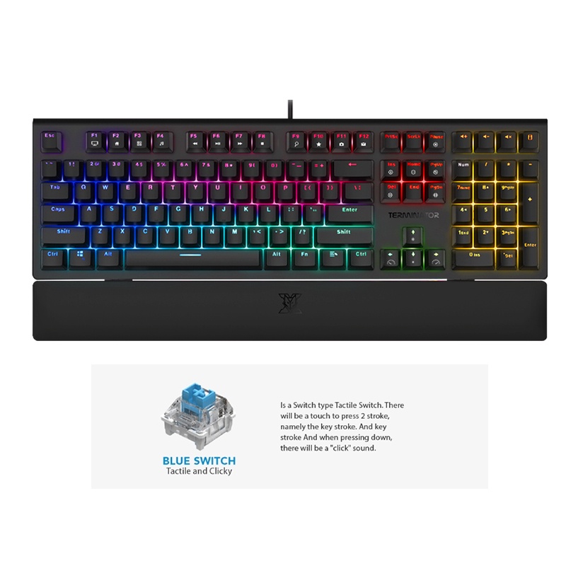 KEYBOARD คีย์บอร์ด NUBWO X30 TERMINATOR MECHANICAL (BLUE / RED) มี 2 สี ...