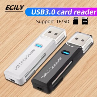 Ecily เครื่องอ่านการ์ด 2.0/3.0 2 IN 1 อุปกรณ์เสริม สําหรับ PC Micro SD TF card Memory Reader Multi-card Writer Adapter Flash Drive แล็ปท็อป