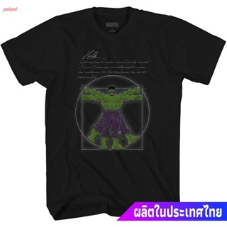 palpal เสื้อยืดผู้ชายและผู้หญิง Marvel Vitruvian Hulk Mens Adult Graphic Tee T-Shirt Sports T-shirt
