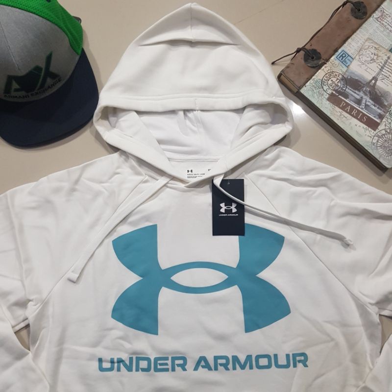 ของแท้-under-armour-ผ้านุ่มมากกก-ใส่สบาย-สีขาวไอโวรี่ตัดโลโก้ฟ้า