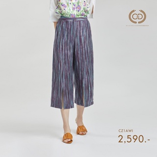 C&amp;D กางเกงขายาว กางเ﻿กงผู้หญิง  Linen Pants ทรง Front Slit Pants ขาสี่ส่วน ผ่าปลายขาด้านหน้า เนื้อผ้าลินินพรีเมี่ยม พิมพ์ลาย Romance Garden (CZ1AWI)