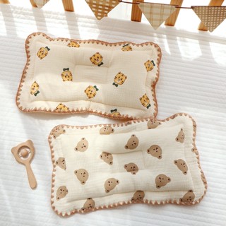 NT baby หมอนรองศีรษะ หมอกมัสลินกุ๊นขอบ ลายการ์ตูนสำหรับเด็กทารก