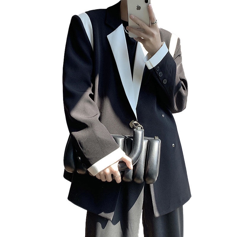 blazer-เสื้อเบลเซอร์แขนยาวผู้ชาย-ชุดสูทลำลองทรงหลวม-เสื้อแจ็คเก็ตสูทสไตล์เกาหลีสุดเก๋