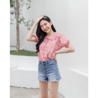 [Pola] (s36",m40") งานผ้าลายตัวใหม่ เสื้อแขนสั้น งานน่ารักมากๆ