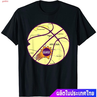 เสื้อยืดลำลอง Phoenix City Arizona State Map Basketball Vintage Sun Color T-Shirt Mens Womens T-shirts