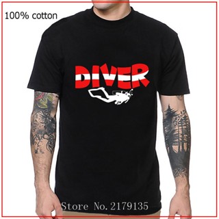 เสือยืดผู้ชาย - ผู้ชายเสื้อยืด tshirt oversize ตลกดําน้ําลึกดําน้ําลึกทะเลดําดิ่งโลโก้ผ้าฝ้ายแขนสั้