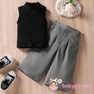 Babygarden- ชุดเสื้อแขนกุด คอสูง และกางเกงขากว้าง ลายทาง เอวสูง สําหรับเด็กผู้หญิง อายุ 1-6 ปี ใส่ไปงานวันเกิด