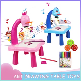 ✁Painting Drawing Board Projector Lamp Light Toy Learning Desk Kids Electric Music Children Educational Development
