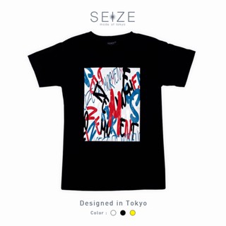 แฟชั่นยูนิเซ็กซ์เสื้อยืดแขนสั้นคอกลม UNISEX SEIZE mode of tokyo ST115 Mix ดำ/ขาว/เหลืองอ่อน cotton100%